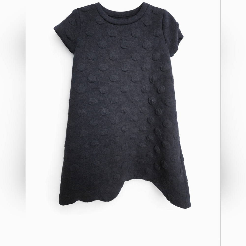 H&M Girls Navy Textured Dot Knit Dress Size 4-6Y